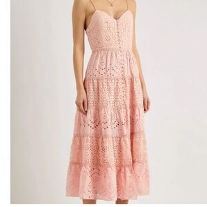 Alice + Olivia Shanti Button-Front Tiered Maxi Dress